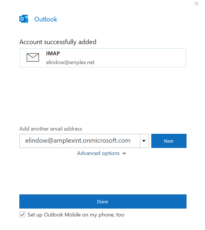 how to add another email account to outlook 365 windows 10